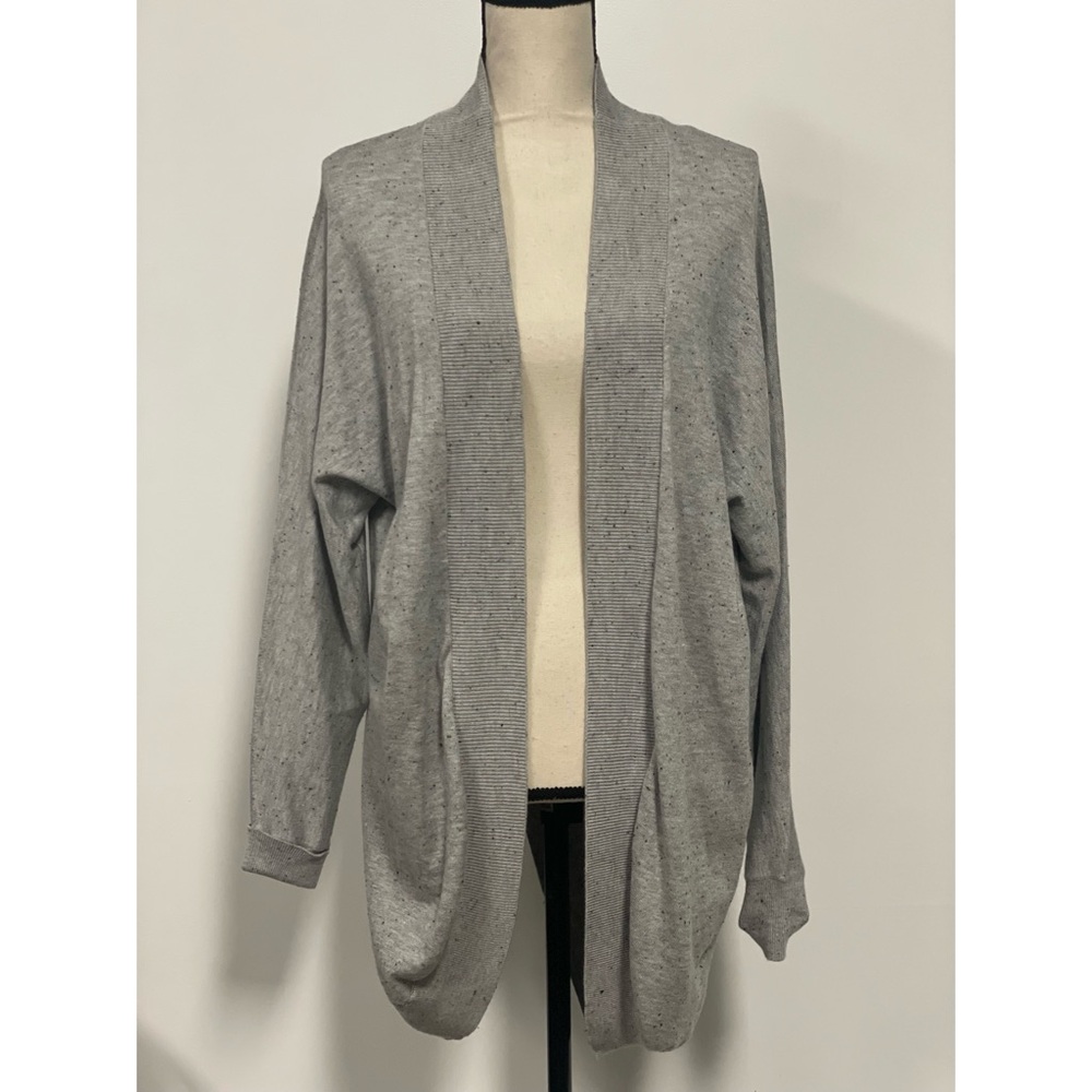 Solutions Open Front Long Sleeve Split Back Cardigan Gray Size M